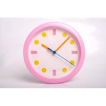 Wall clock pink round for children