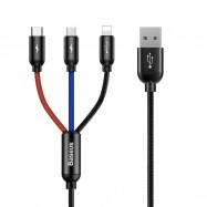 Three Primary Col 3in1 Cable USB M+L+T 30cm black