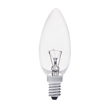 Incandescent bulb lamp B35 220V E14 40W candle transparent